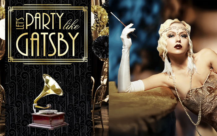 Elegante Dame im 20er-Jahre-Outfit mit Perlen und Federboa – Symbolbild für glamouröse Great Gatsby Partys mit der besten Musik und Eventtechnik von Hanseatic DJs