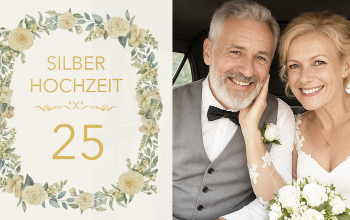 Glückliches Ehepaar bei der Silberhochzeit – 25 Jahre Liebe, gefeiert mit Stil und Musik von Hanseatic DJs
