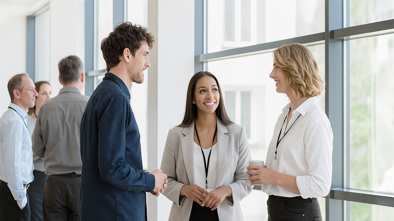 Zwei Personen bei der digitalen Eventplanung im Büro – Symbol für erfolgreiche Organisation von Messe- und Firmen-Events mit Event-DJ Tom Hendrics