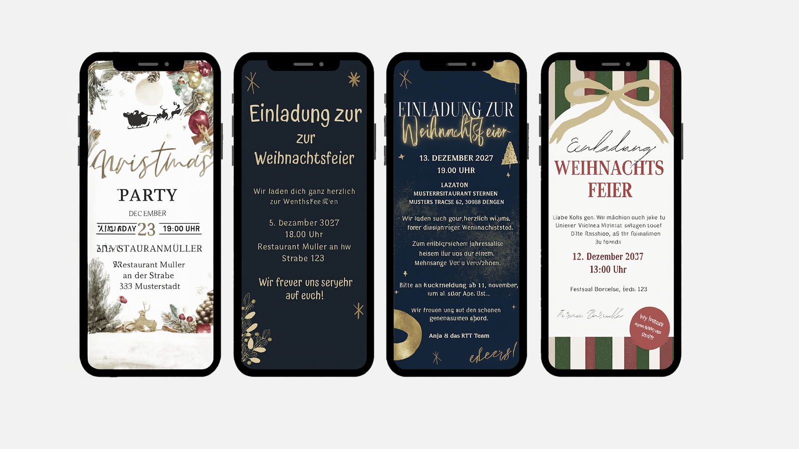 Smartphones mit digitalen Weihnachtsfeier-Einladungen – moderne Kommunikation für festliche Firmen-Events mit Event-DJ Tom Hendrics Smartphones mit digitalen Weihnachtsfeier-Einladungen – moderne Kommunikation für festliche Firmen-Events mit Event-DJ Tom Hendrics